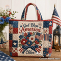 Personalized Patriotic Floral Quilted Tote Bag Gift for Patriots
