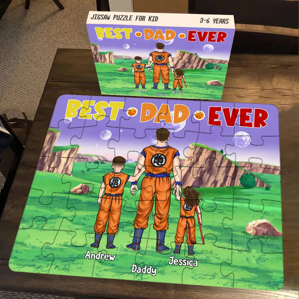 Personalized Best Dad Ever Puzzle Custom Family Names Gift
