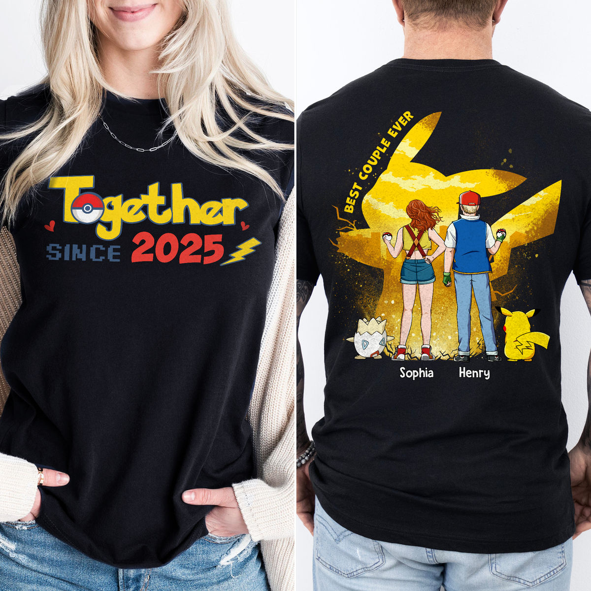 Personalized Best Couple Ever T-Shirt with Date Custom Name Gift for Anniversary, Valentine's Day