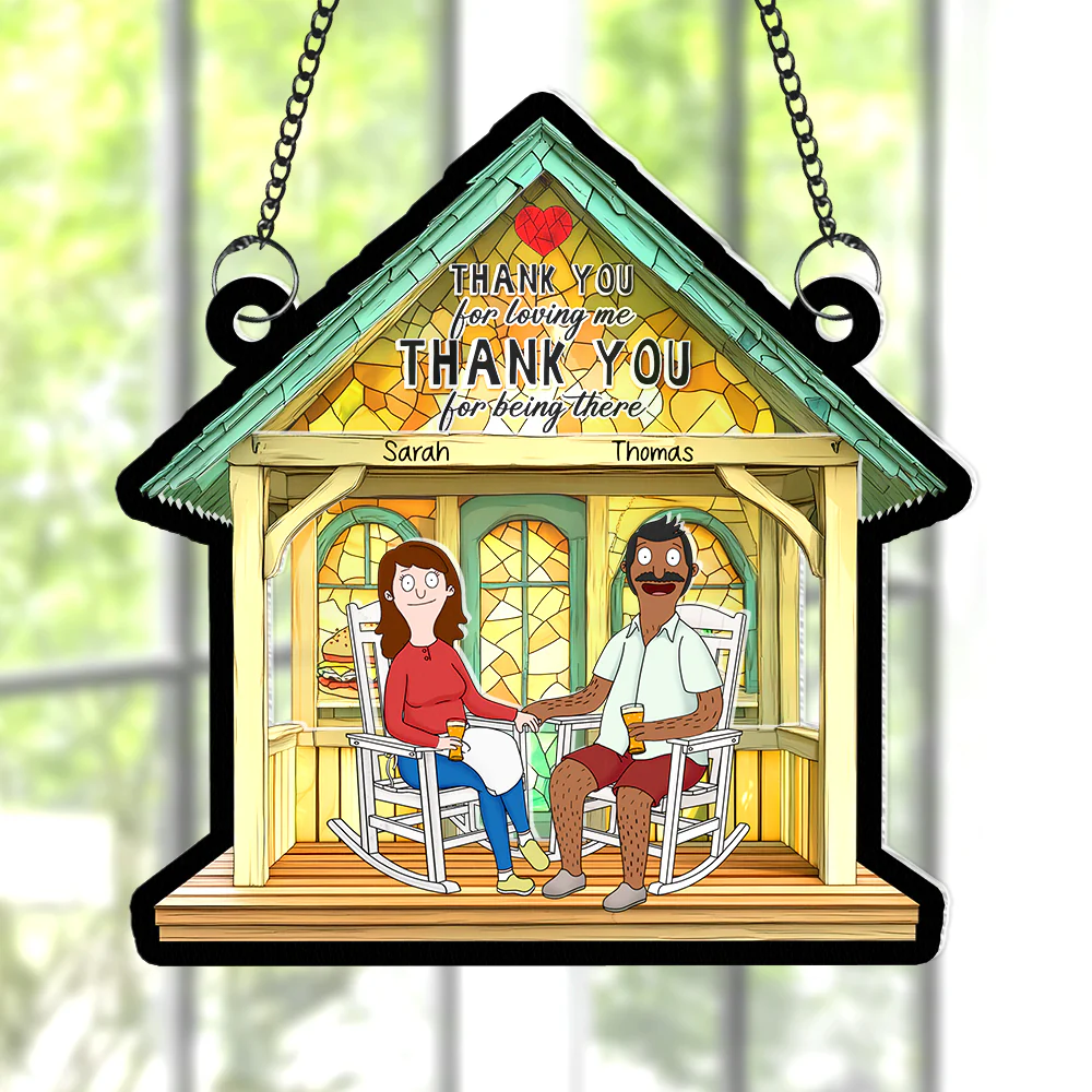 Personalized Burger Couple Suncatcher Home Decor Gift for Anniversary