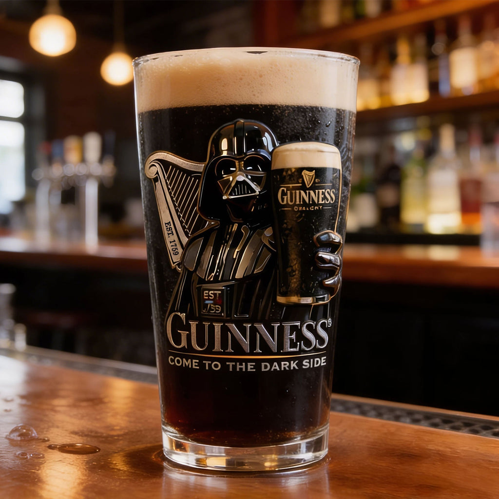Personalized Guinness Beer Glass Come to the Dark Side Gift for Dad
