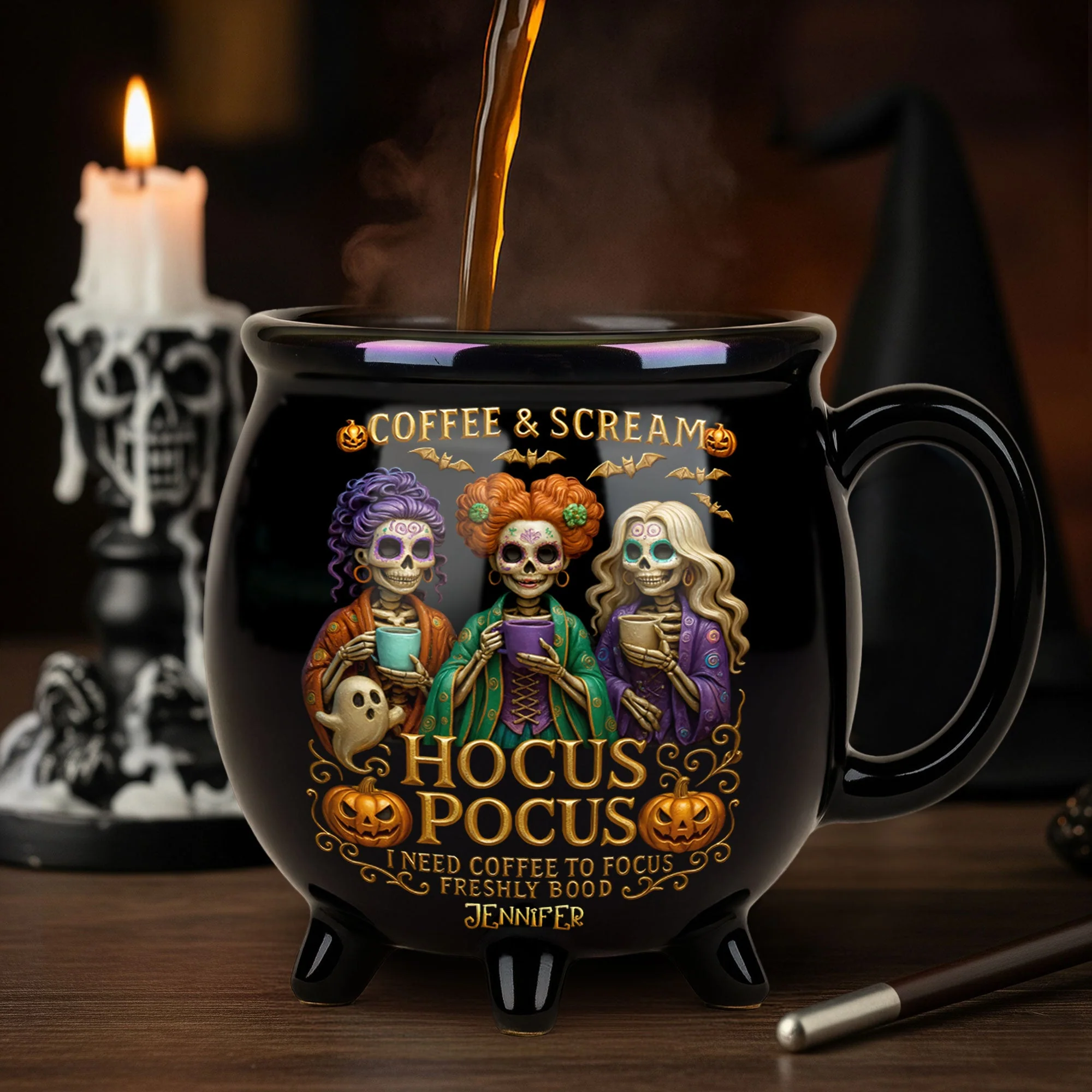 Personalized Cauldron Coffee Mug Unique Halloween Gift Cauldron Coffee Mug GradoCreations