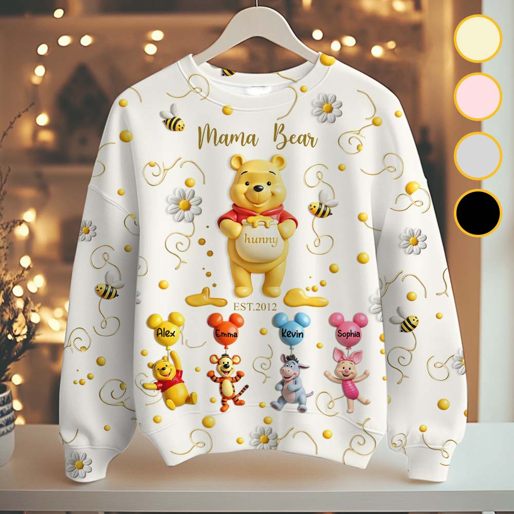 Personalized Mama Bear All Over Shirt Custom Family Gift for Mom