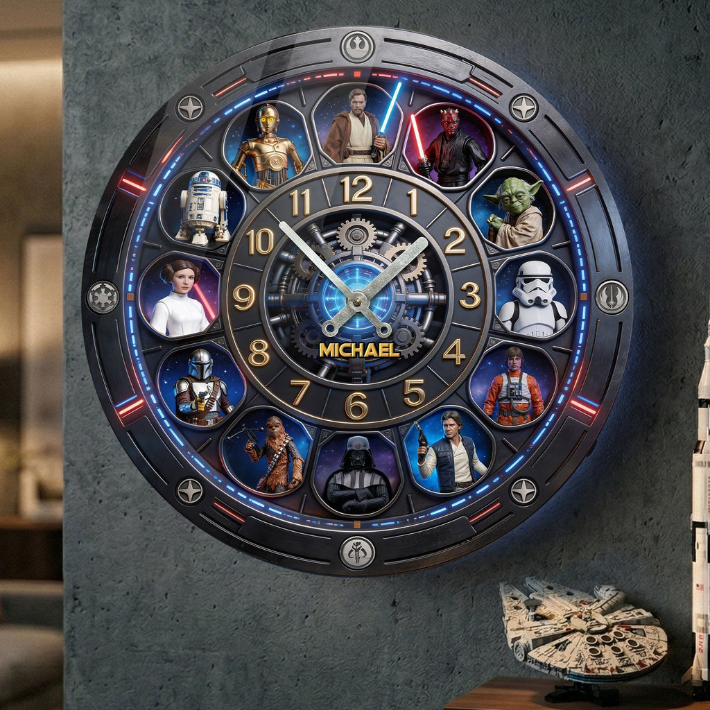 Personalized Star Wars Characters Wall Clock Family Gift Wall Hanging Clock GradoCreations