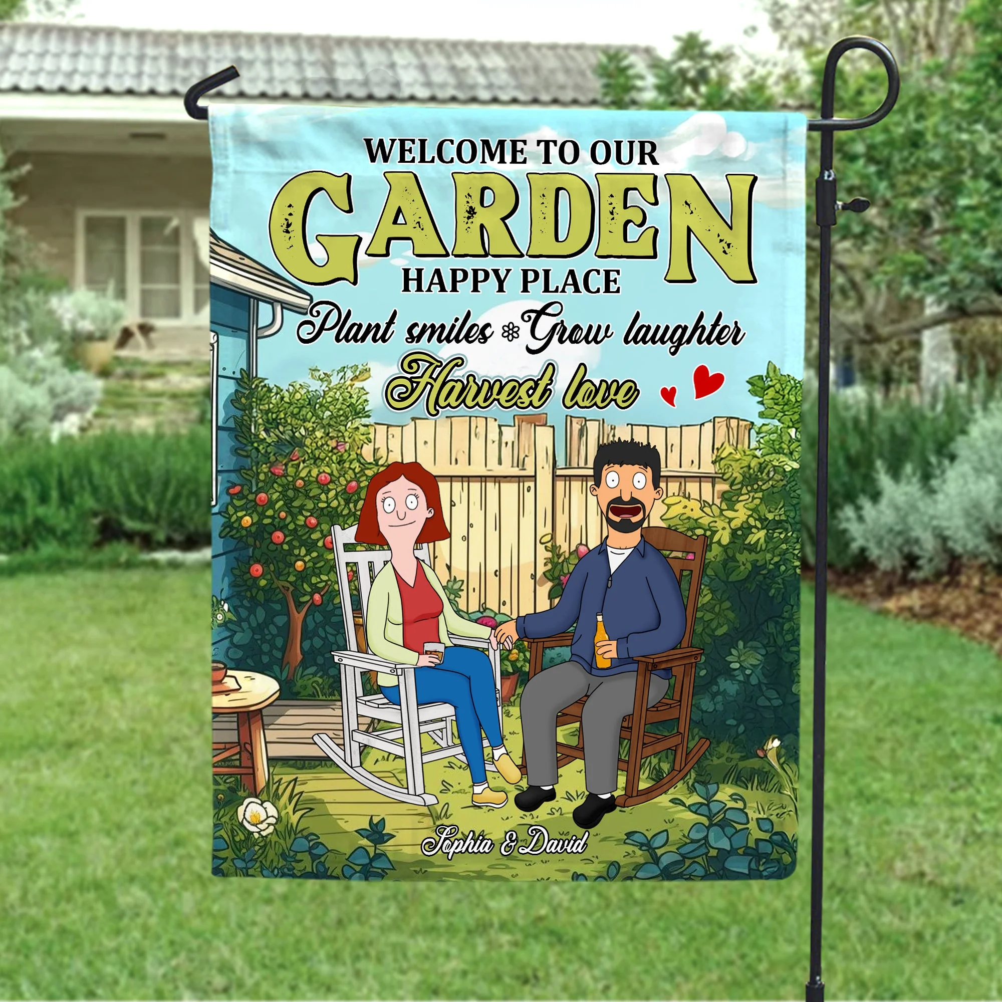 Personalized Gardening Flag Unique Gift for Couple Anniversary