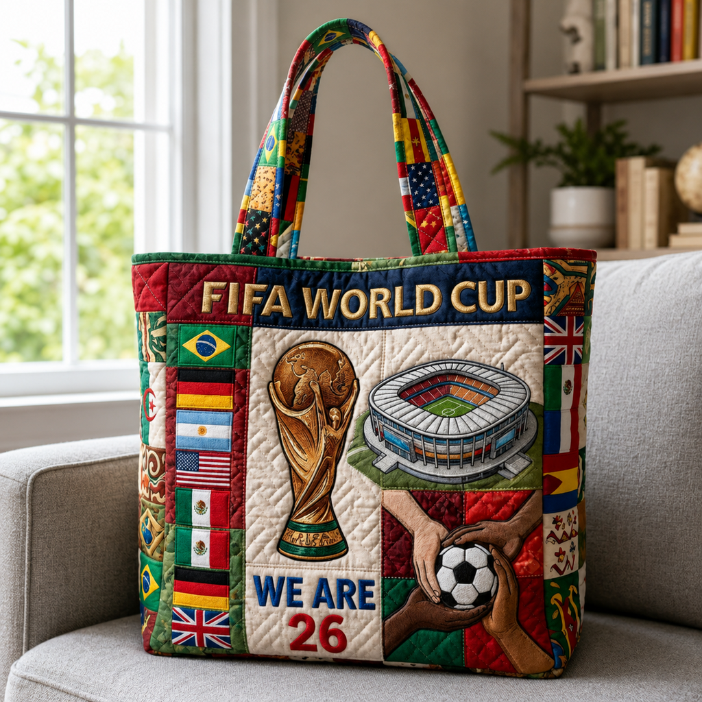 Quilted Tote Bag for World Cup 2026 Soccer Fans - Gift Idea