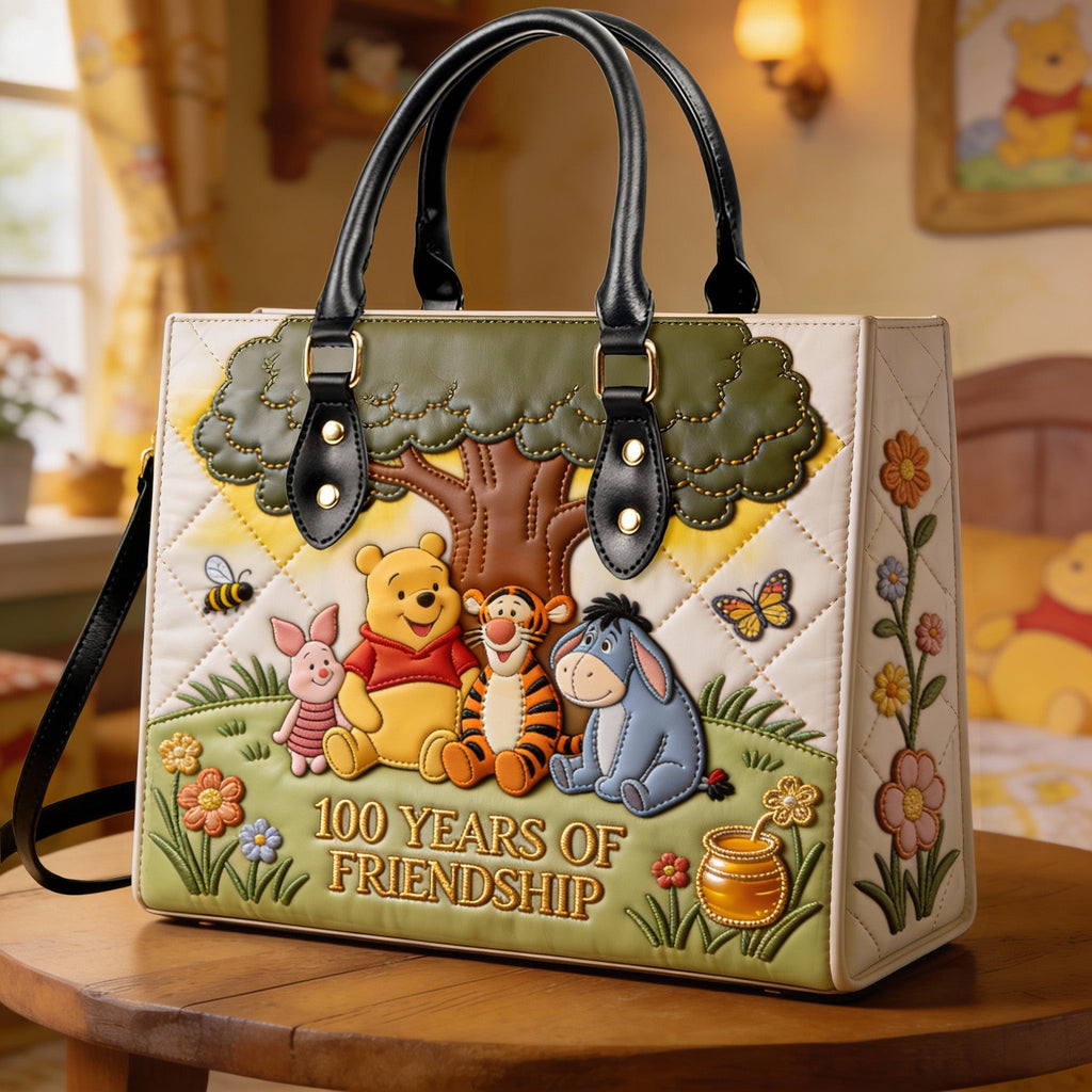 Personalized Leather Handbag 100 Years of Friendship Gift for Her