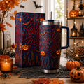 Personalized Halloween Spider Web Pumpkin Tumbler for Fall Tumbler GradoCreations