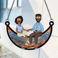 Personalized Burger Couple Suncatcher Ornament Gift for Couples Anniversary