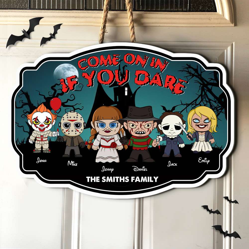Personalized Horror Movie Family Wood Sign Custom Name Halloween Decor