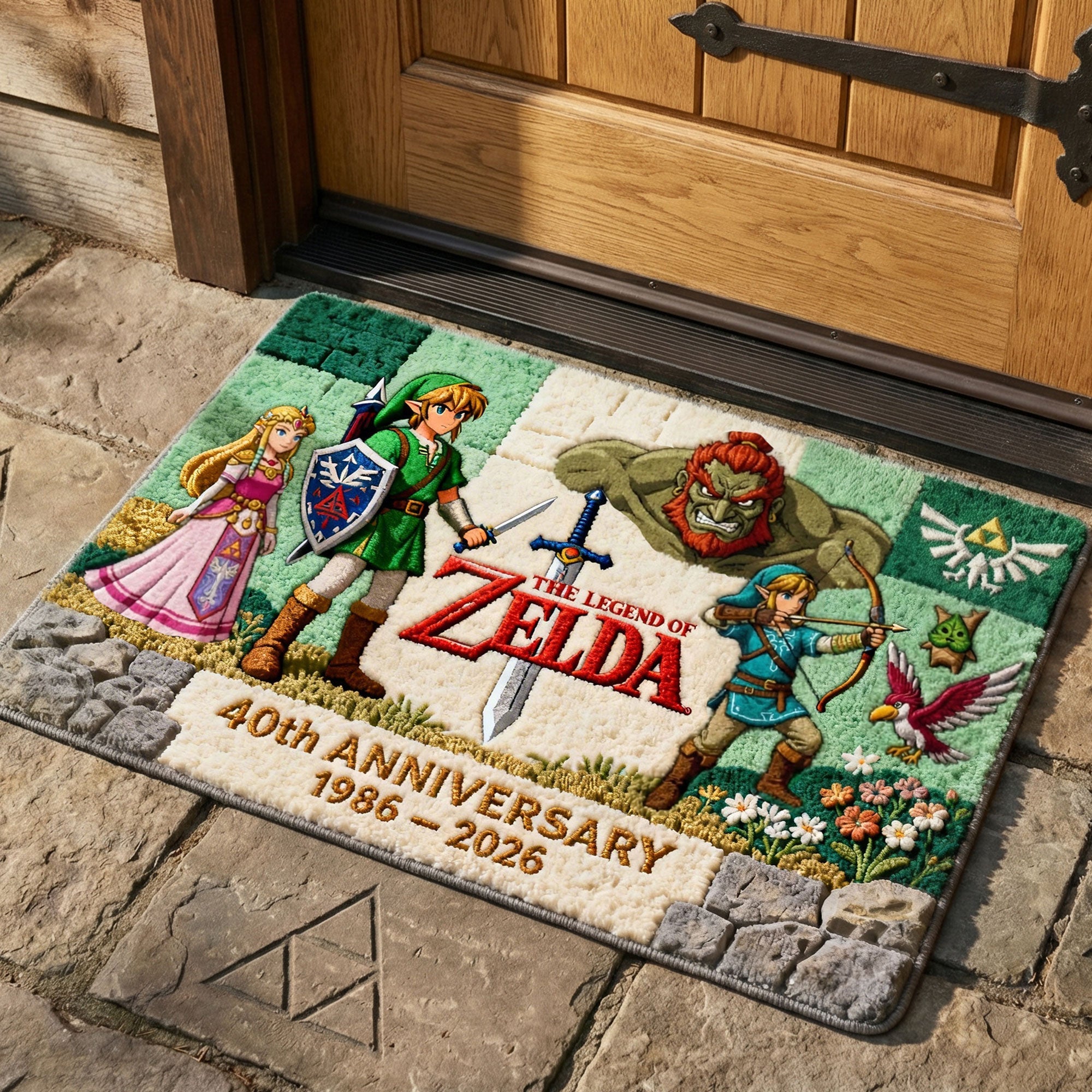 Personalized Legend of Zelda Doormat 40th Anniversary Gift