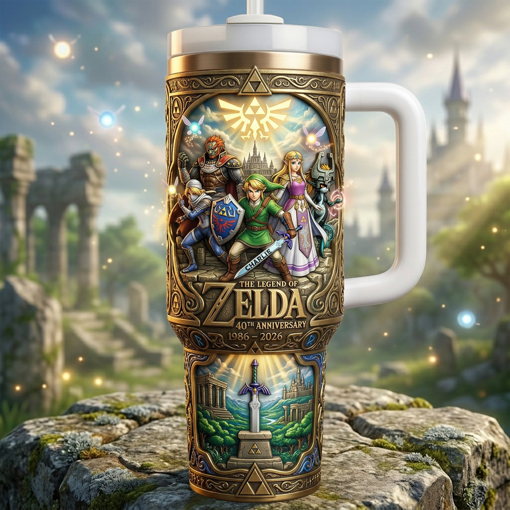 Personalized Legend of Zelda 40th Anniversary Tumbler Gift for Movie Fans