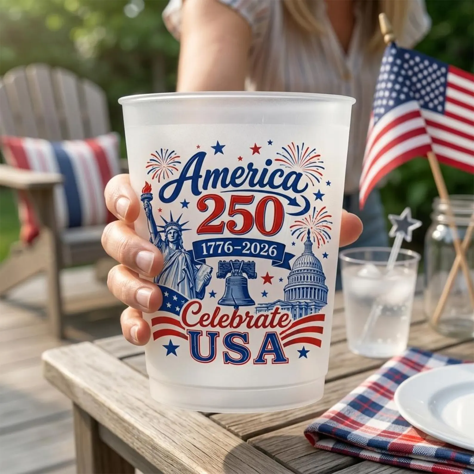 Frosted Patriot Cups Celebrate America's 250th Anniversary Gift for Family