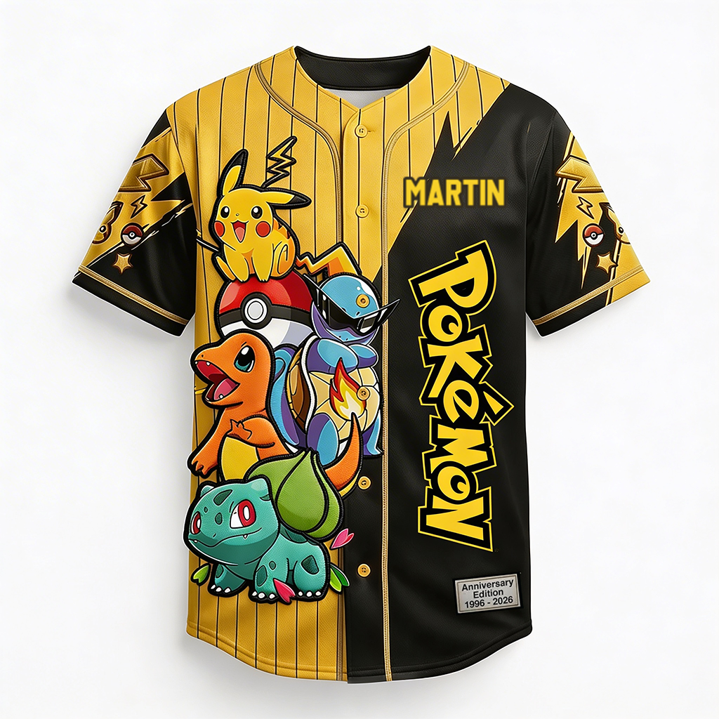 Personalized Pokémon Baseball Jersey for Adults & Kids - 30th Anniversary Gift