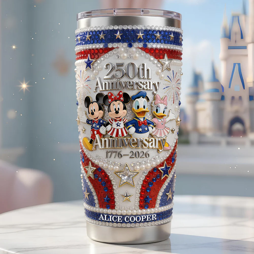 Personalized 250th Anniversary Tumbler with Disney Characters - Unique Gift for Movie Fans