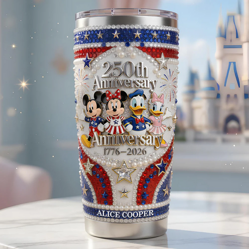 Personalized 250th Anniversary Tumbler with Disney Characters - Unique Gift for Movie Fans Tumbler GradoCreations