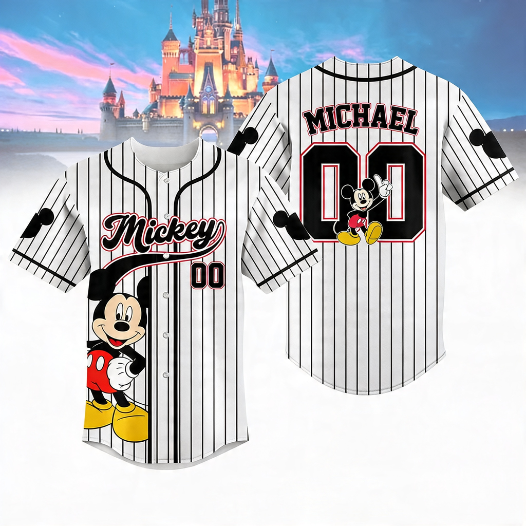 Personalized Mickey Mouse Baseball Jersey Custom Gift for Movie Fans Baseball Jersey GradoCreations