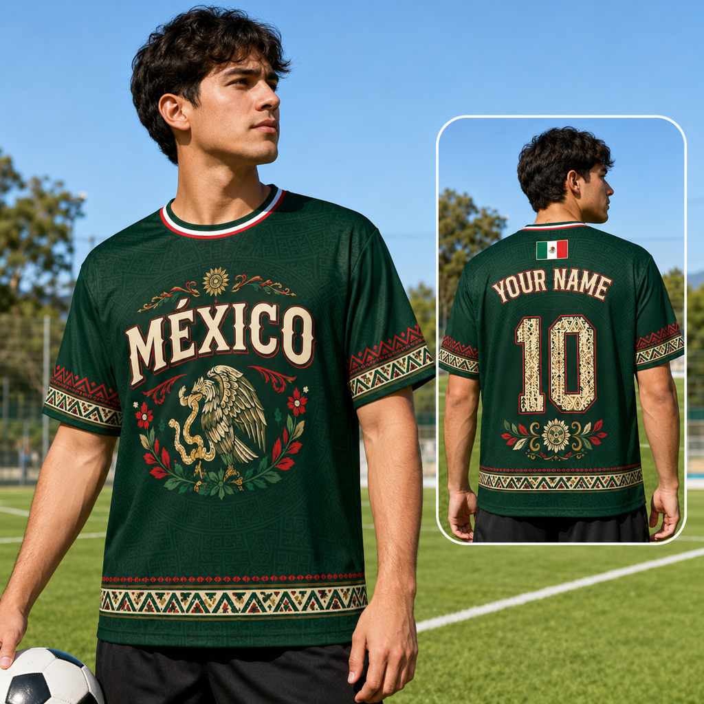 Personalized Mexico Aztec Eagle Soccer Jersey Gift for Football Lovers
