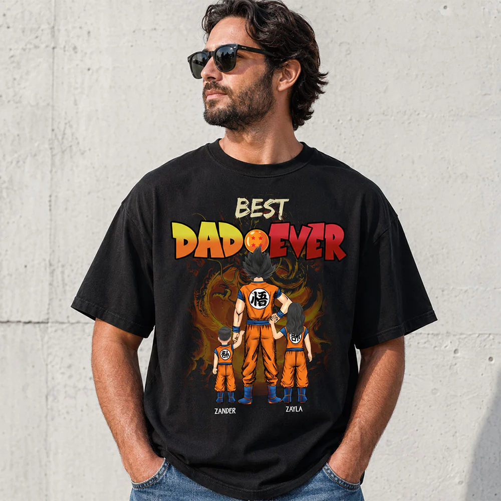 Personalized Best Dad Ever T-Shirt Custom Family Names Gift