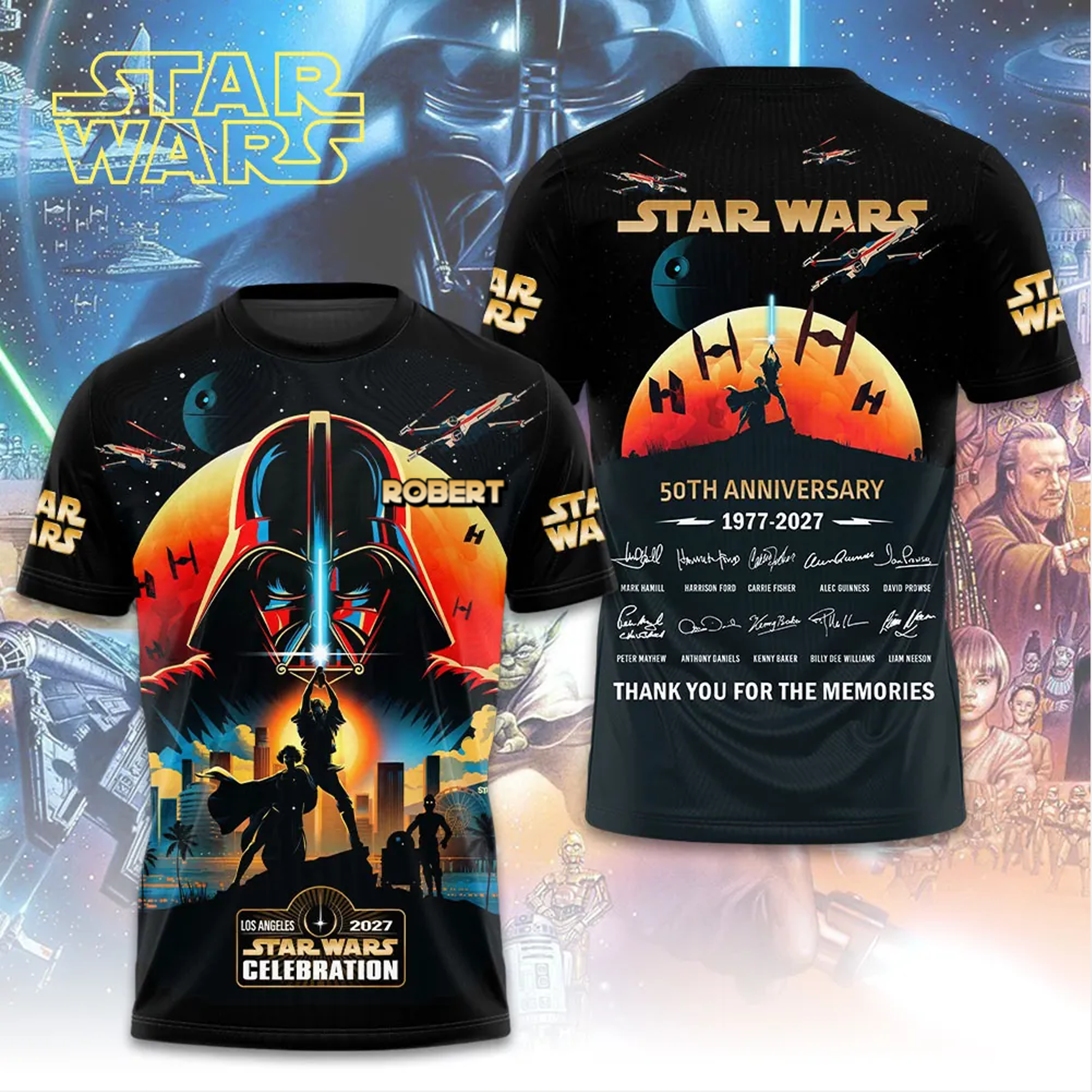 Personalized Star Wars 50th Anniversary All Over Shirt Gift for Movie Fans
