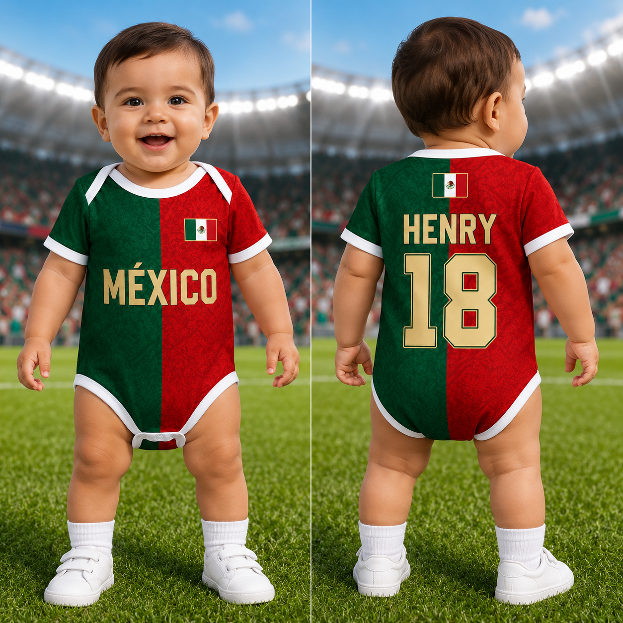 Personalized Mexico Baby Jersey Bodysuit Custom Name Gift for Baby Shower