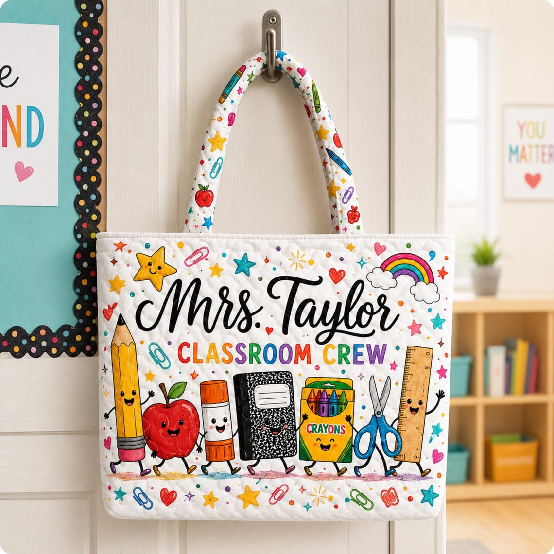 Personalized Teacher Tote Bag Classroom Crew Design for Educator Gift