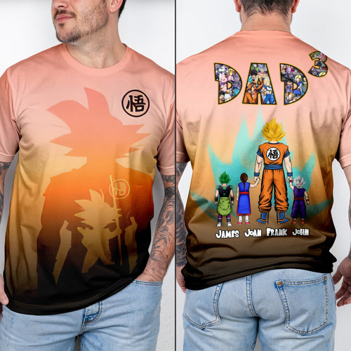 Personalized 3D Super Saiyan Dad T-Shirt for Father's Day Gift AOP Tshirt GradoCreations