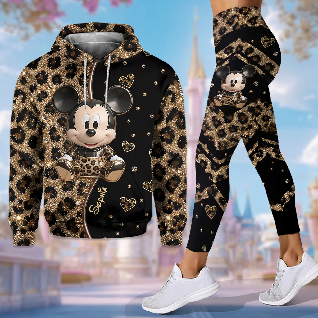 Personalized Leopard Hoodie and Leggings Set for Her - Magic Mouse Gift Hoodie Set GradoCreations