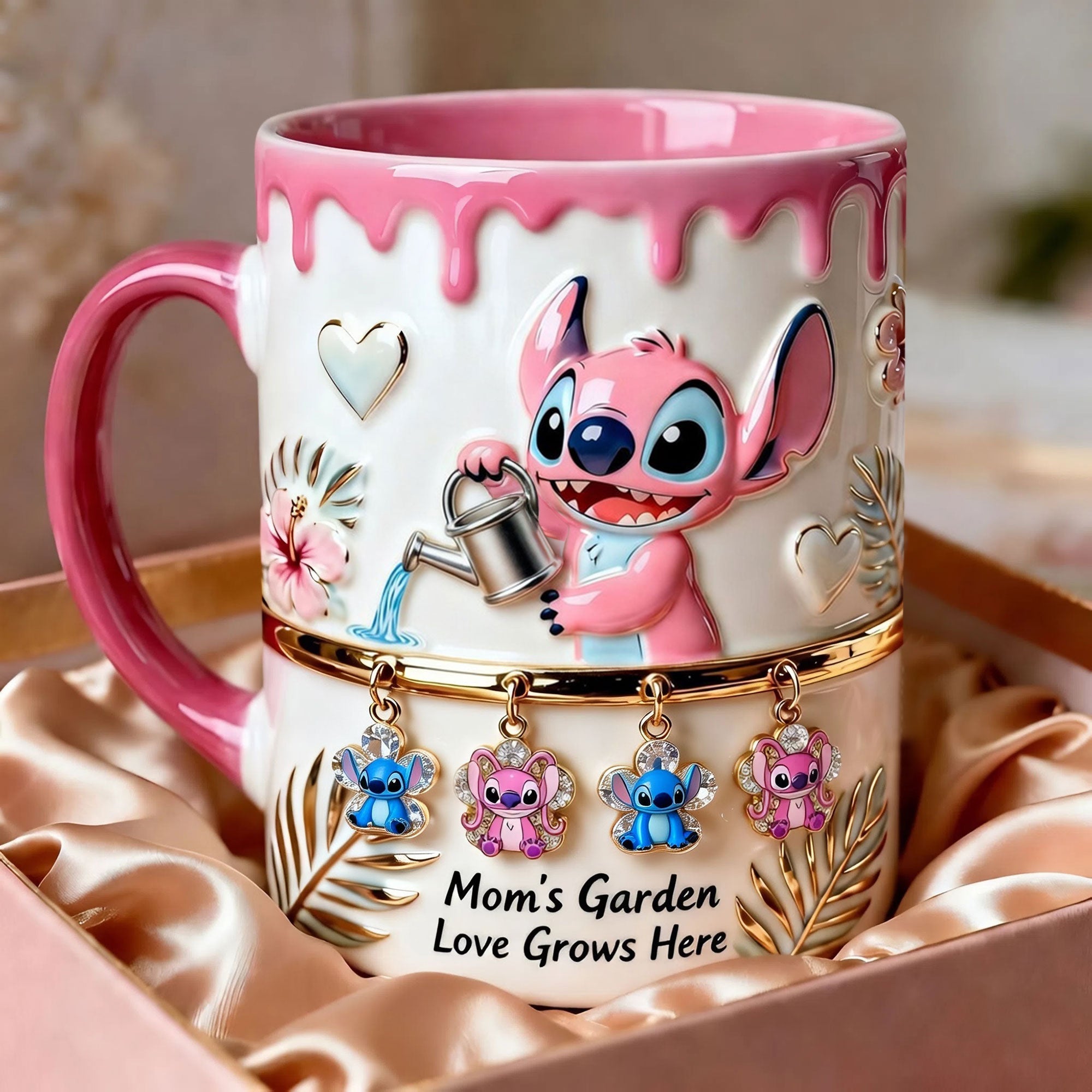 Personalized Mom's Garden Accent Mug with Stitch Design Gift for Mom
