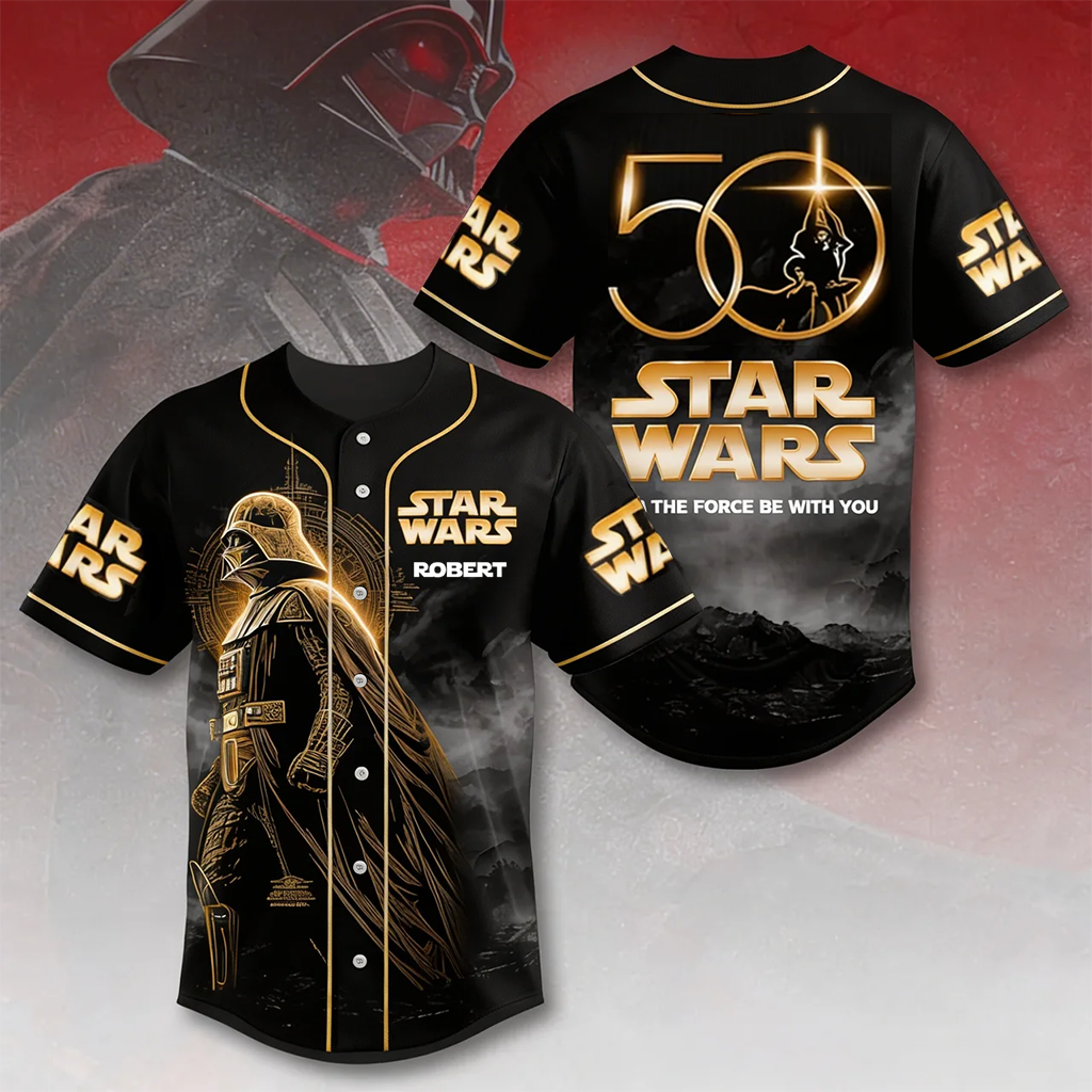 Personalized Star Wars Baseball Jersey Custom Name 50th Anniversary Gift for Movie Fans