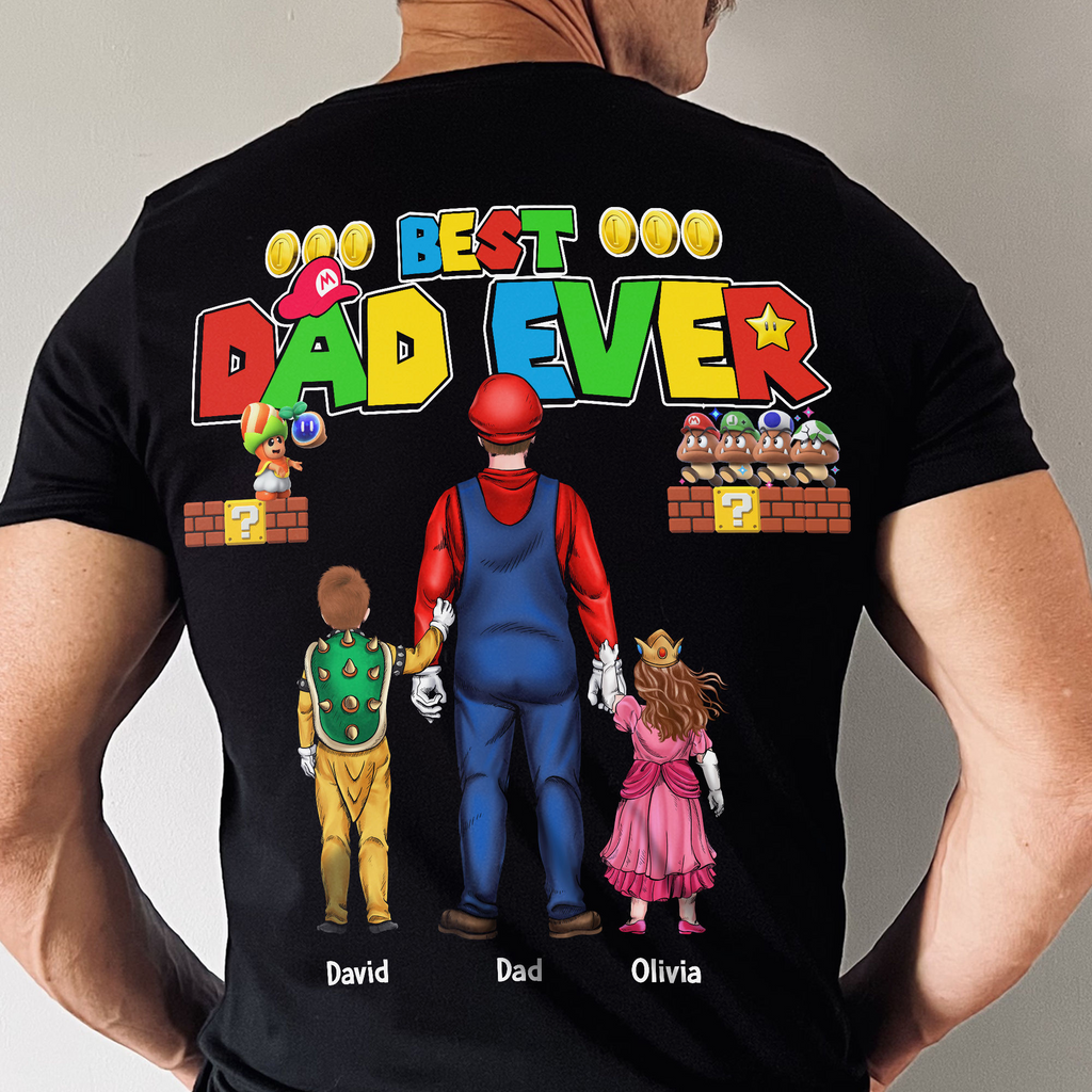 Personalized Mrio Gaming Best Dad Ever Shirt Gift for Dad Cotton Apparel GradoCreations