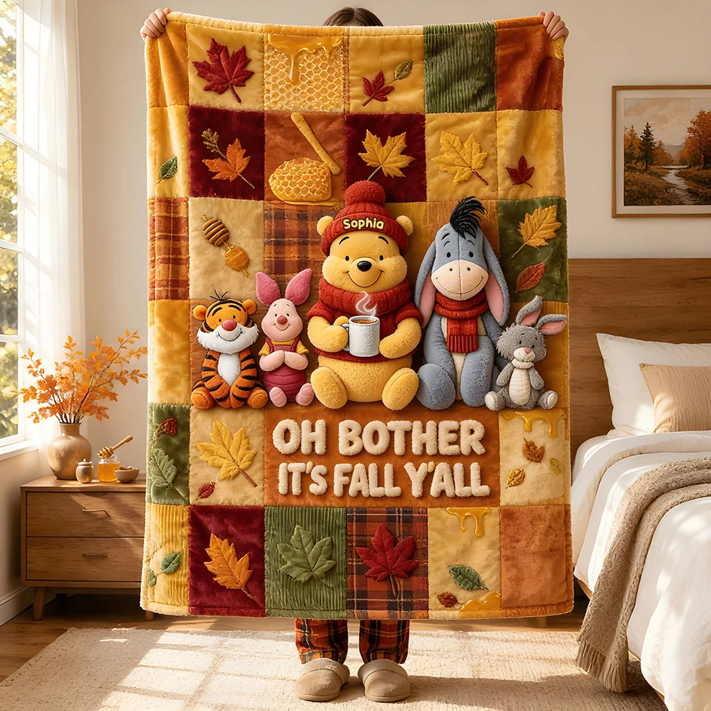 Personalized Disney Fall Blanket with Honey Bear Design - Cozy Gift for Kids Blanket GradoCreations