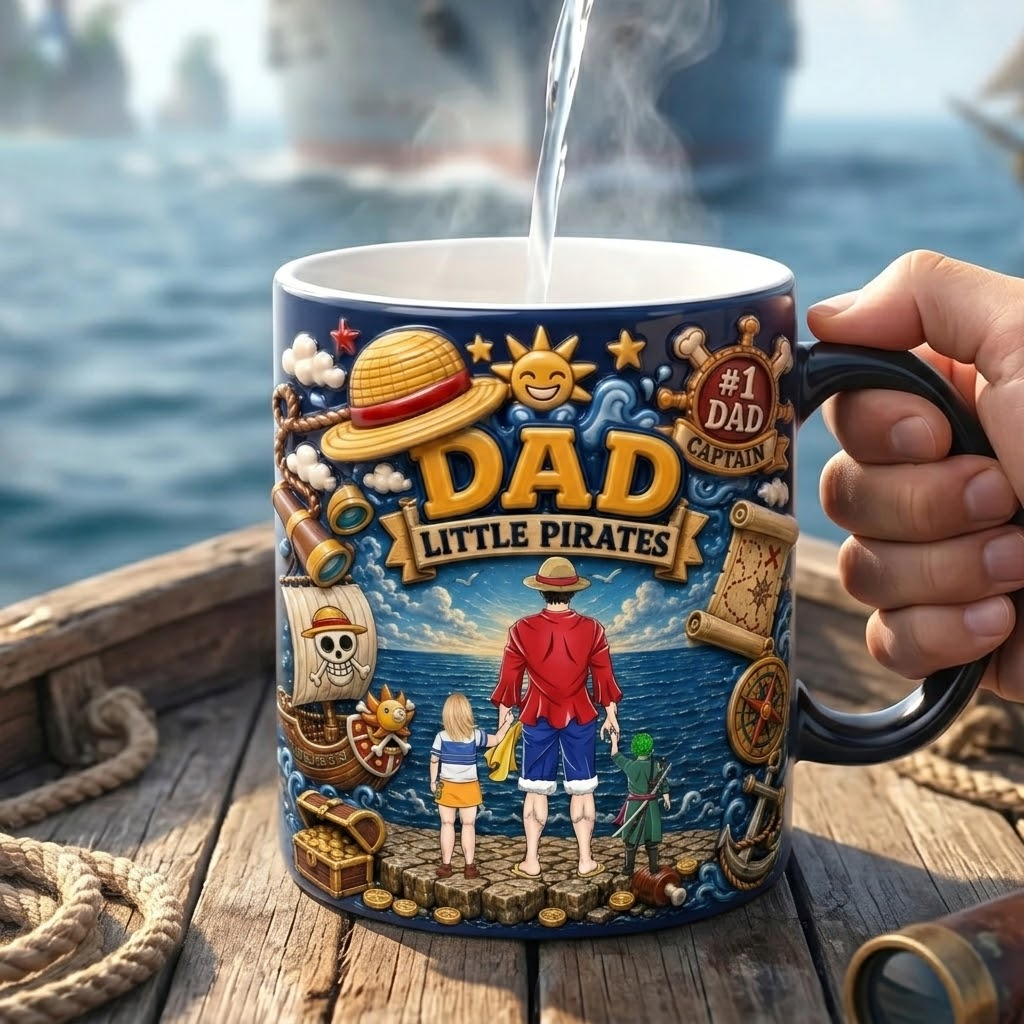 Personalized Pirate Mug for Dad | Anime Adventure Gift