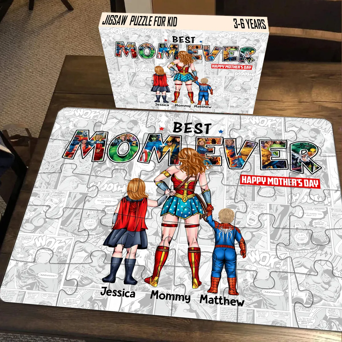 Personalized Best Mom Ever Puzzle Custom Family Gift for Mom