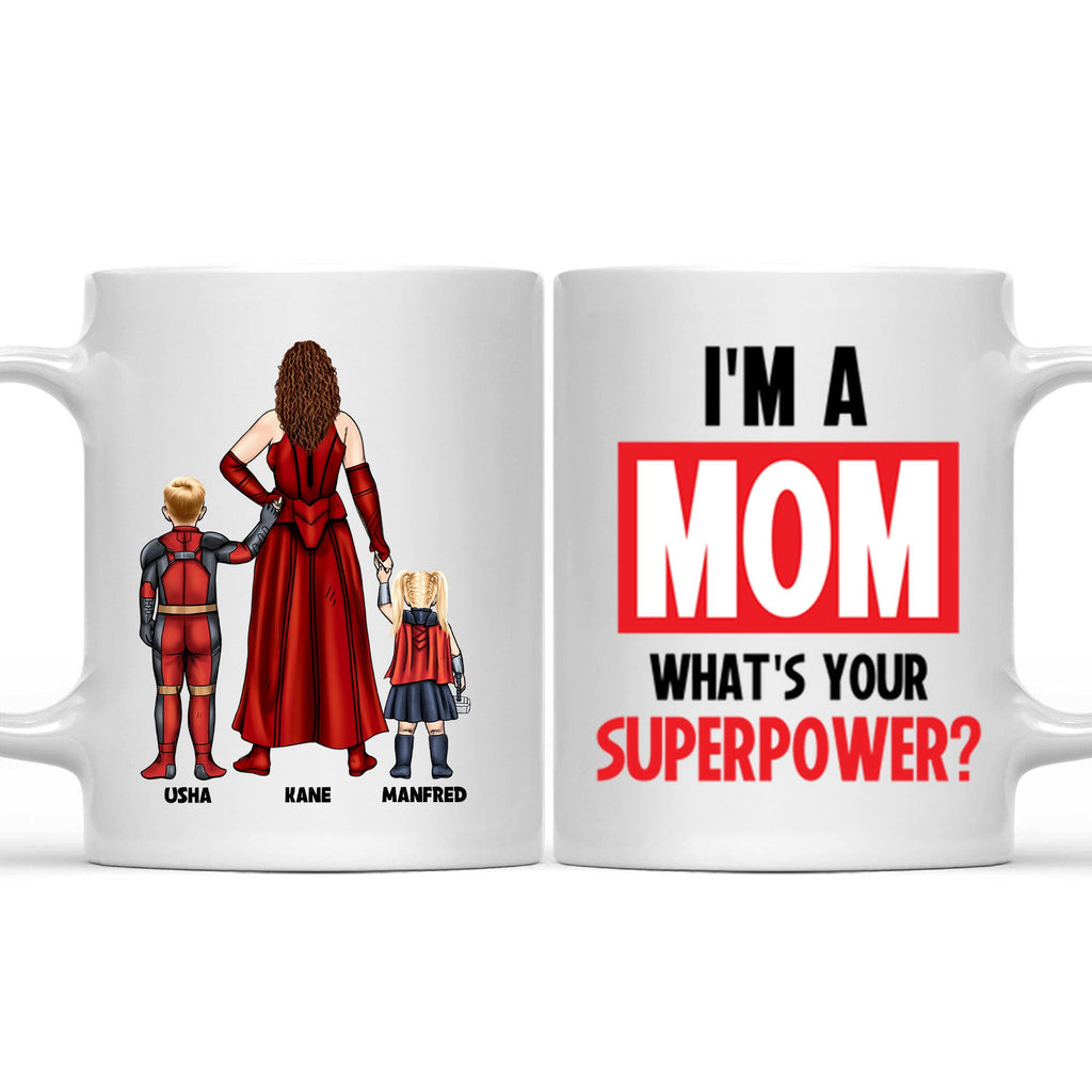 Personalized Super Mom Ceramic Mug with Custom Family Design Gift Idea for Mother's Day