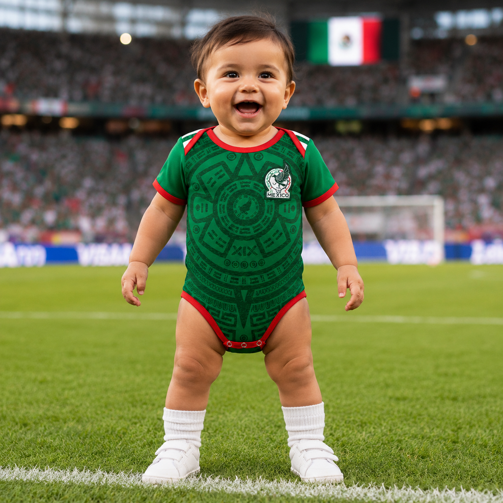 Personalized Mexico Soccer Baby Bodysuit Custom Name Gift for Baby Shower