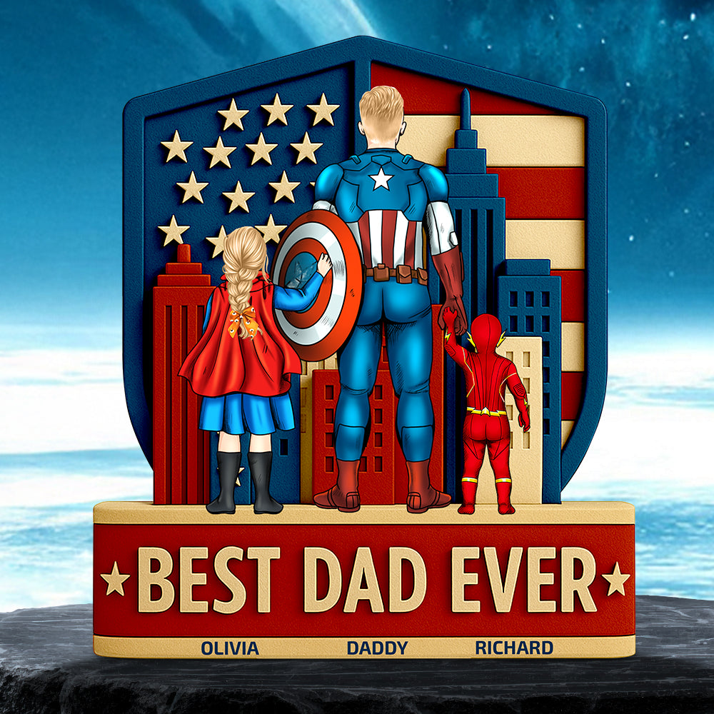 Personalized Acrylic Plaque Best Dad Ever Gift for Father’s Day, Grandpa, Family Decor