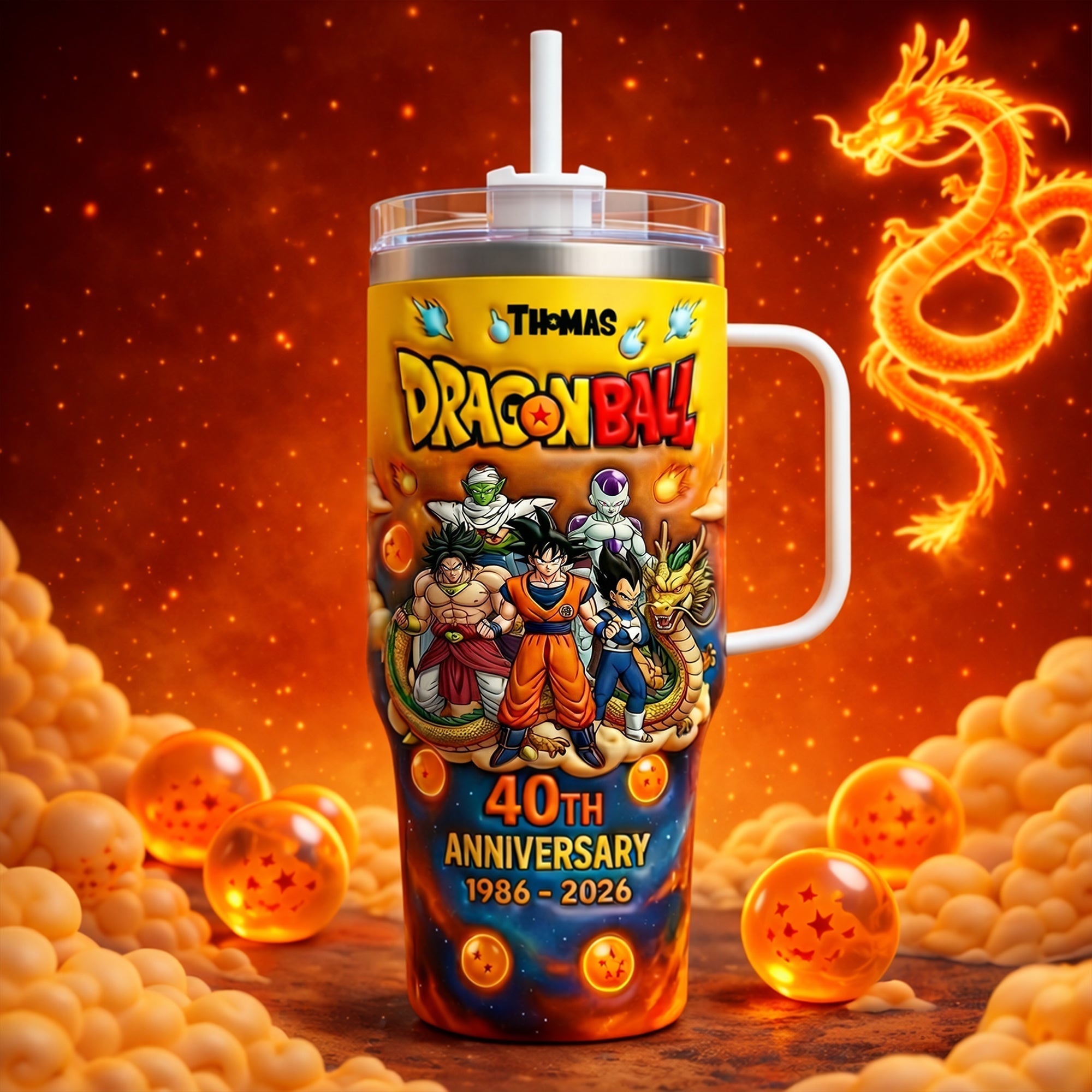 Personalized Dragon Ball 40th Anniversary Tumbler Cup Gift for Movie Fans