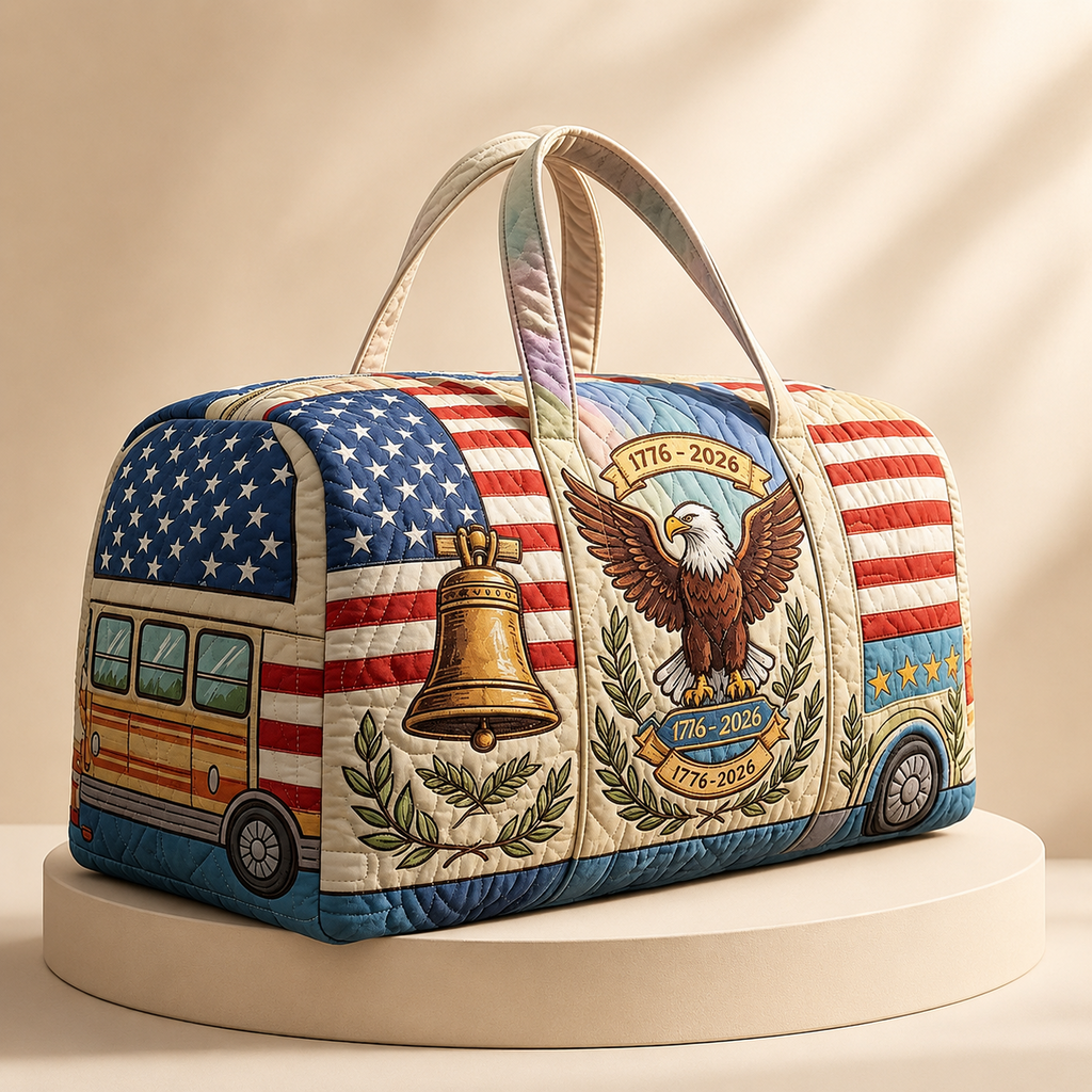 Patriotic Quilted Duffle Bag with American Flag for Independence Day Travel