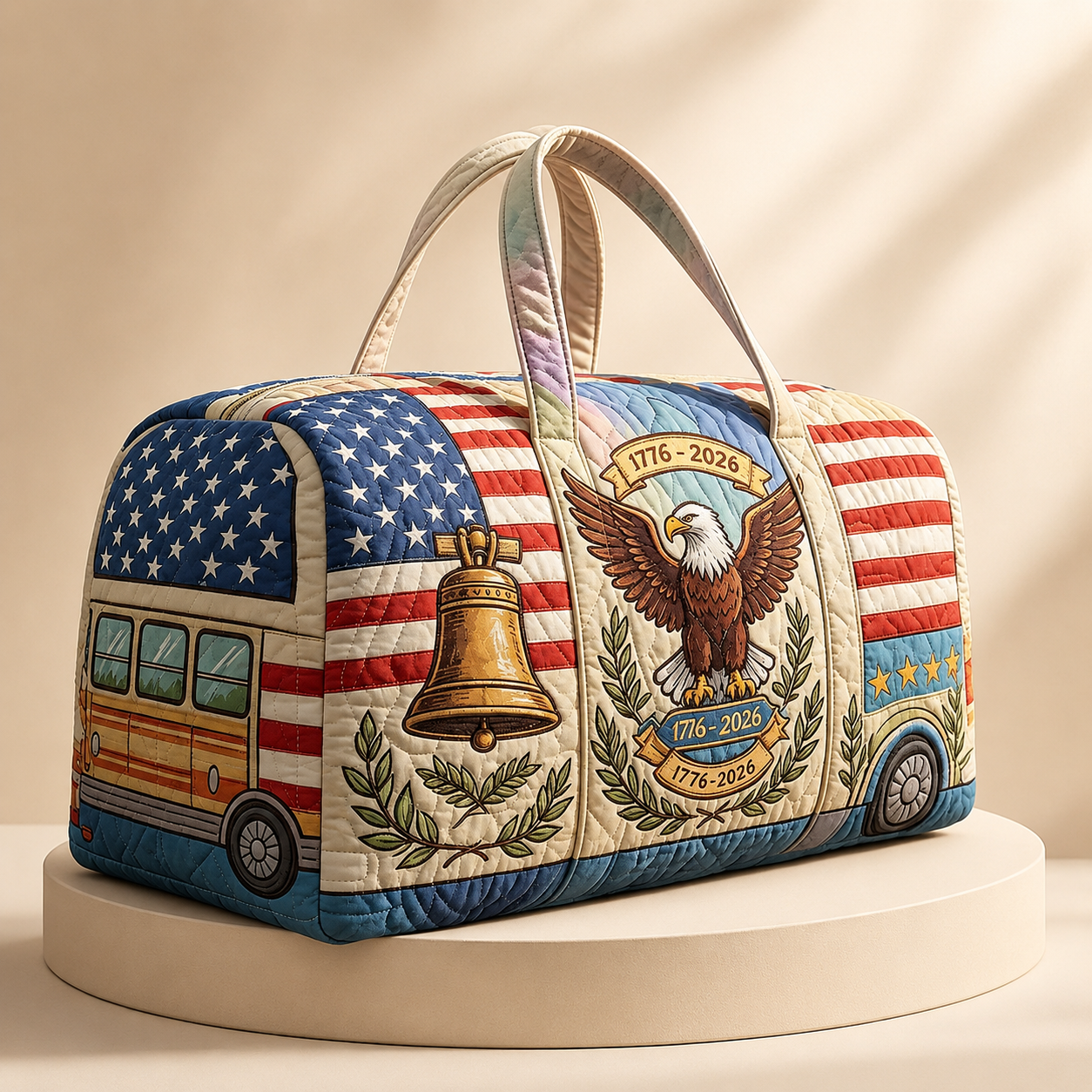 Patriotic Quilted Duffle Bag with American Flag for Independence Day Travel