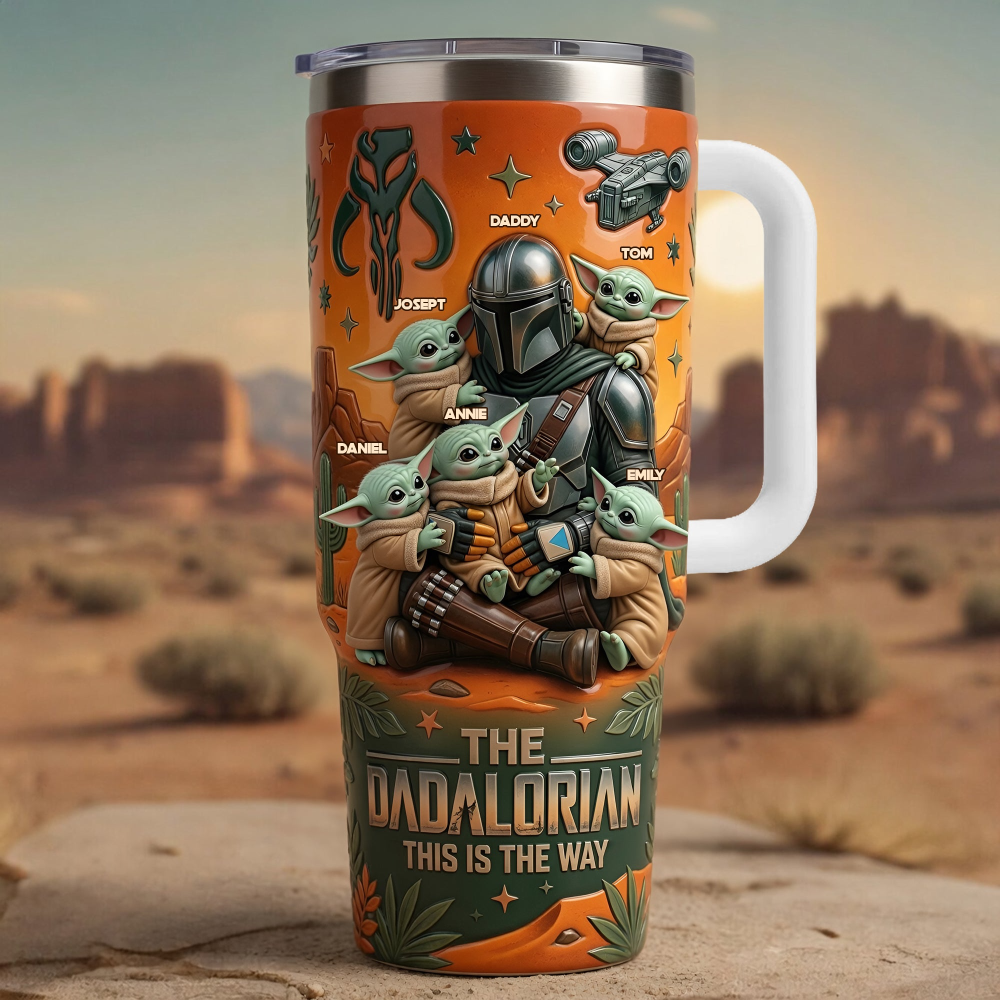 Personalized Dadalorian Tumbler with Handle Gift for Dad