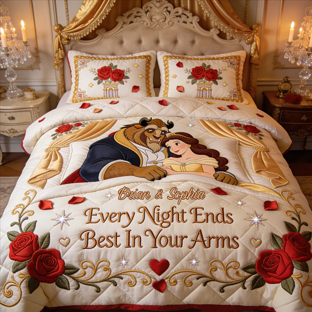 Personalized Quilted Bedding Set Custom Name Gift for Couple Quilted Bedding Set GradoCreations