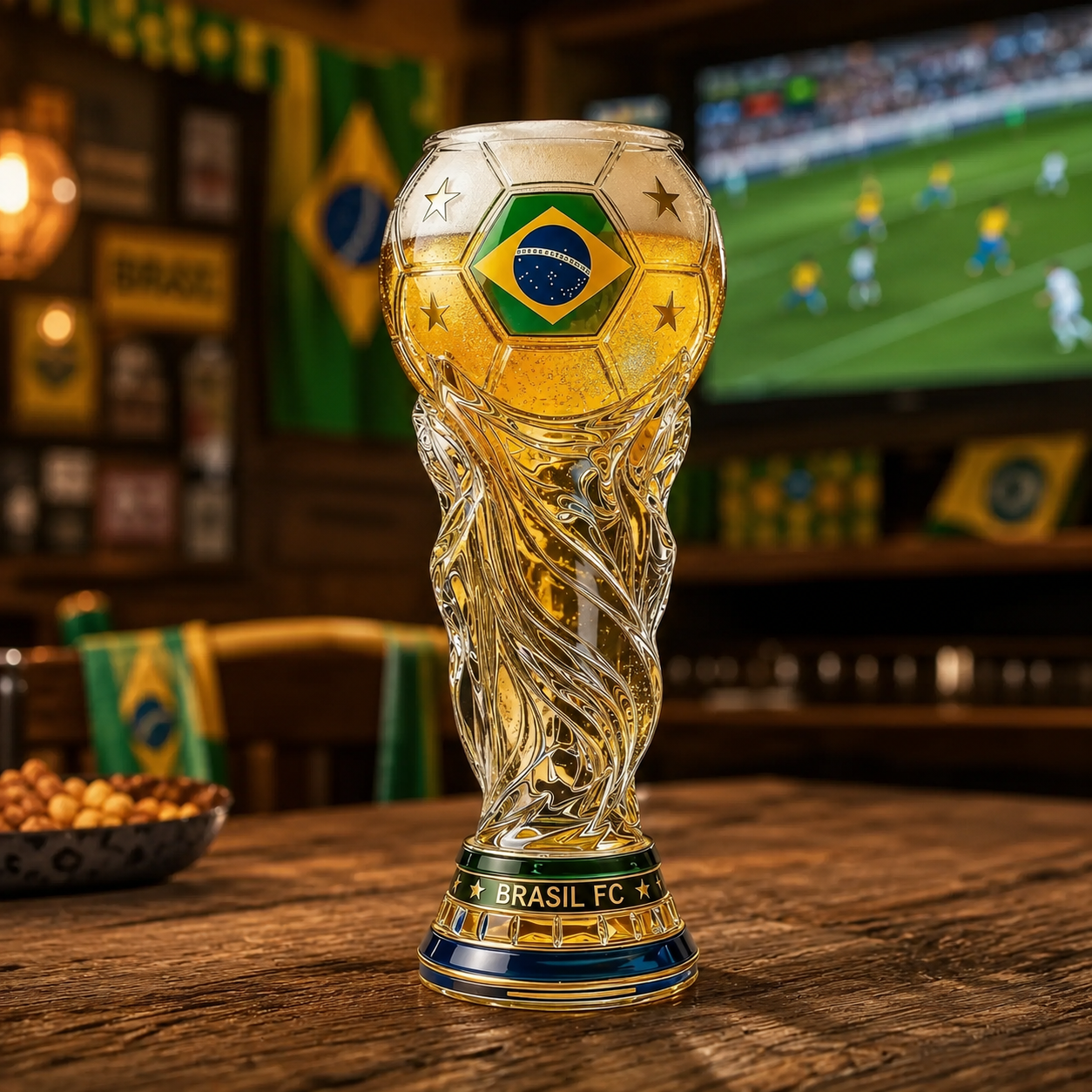 Personalized Trophy Beer Glass for Football Fans | Brazil World Cup Gift