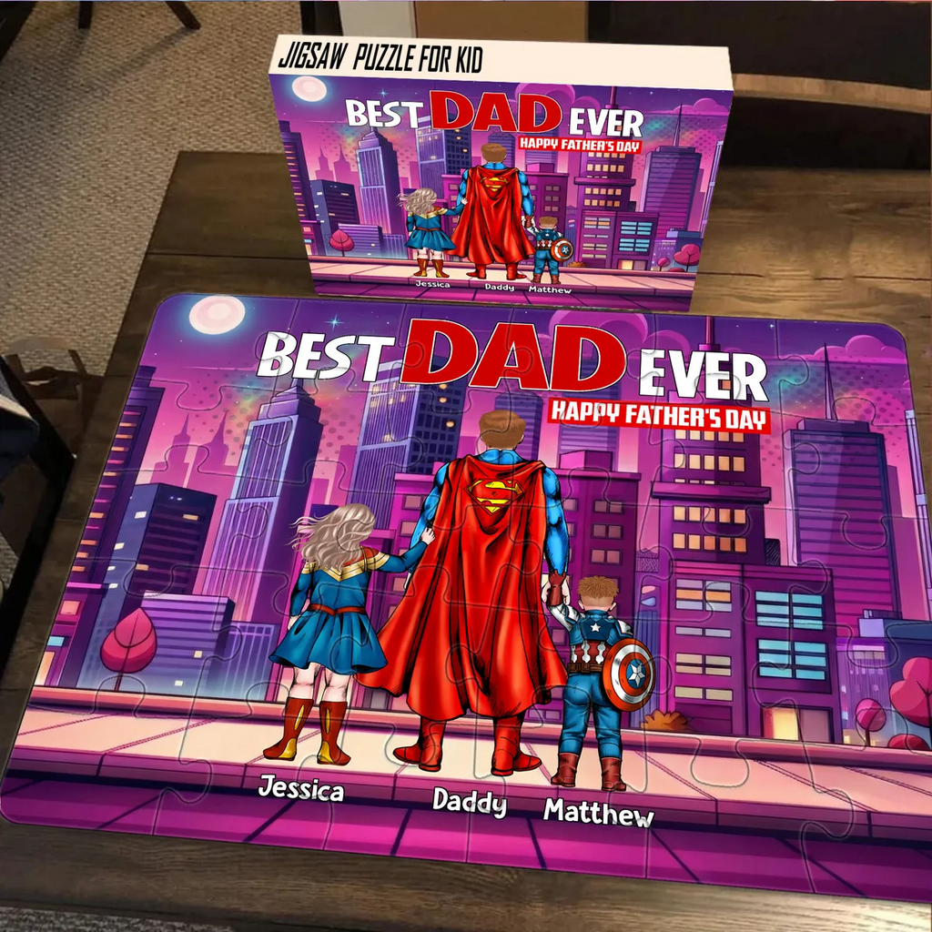 Personalized SuperDad Puzzle Custom Name Gift for Dad Puzzle GradoCreations