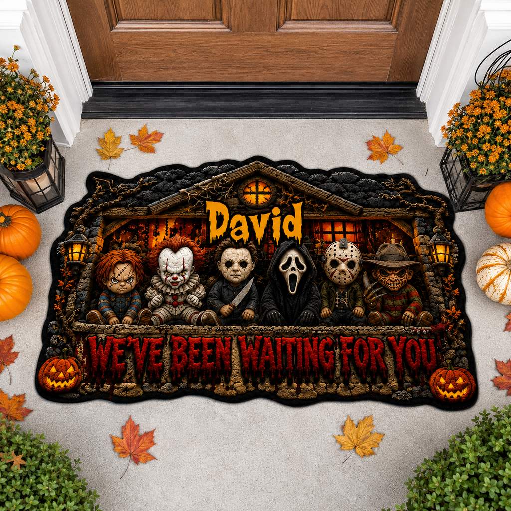 Personalized Halloween Horror Character Doormat Custom Name Gift Shape Doormat GradoCreations