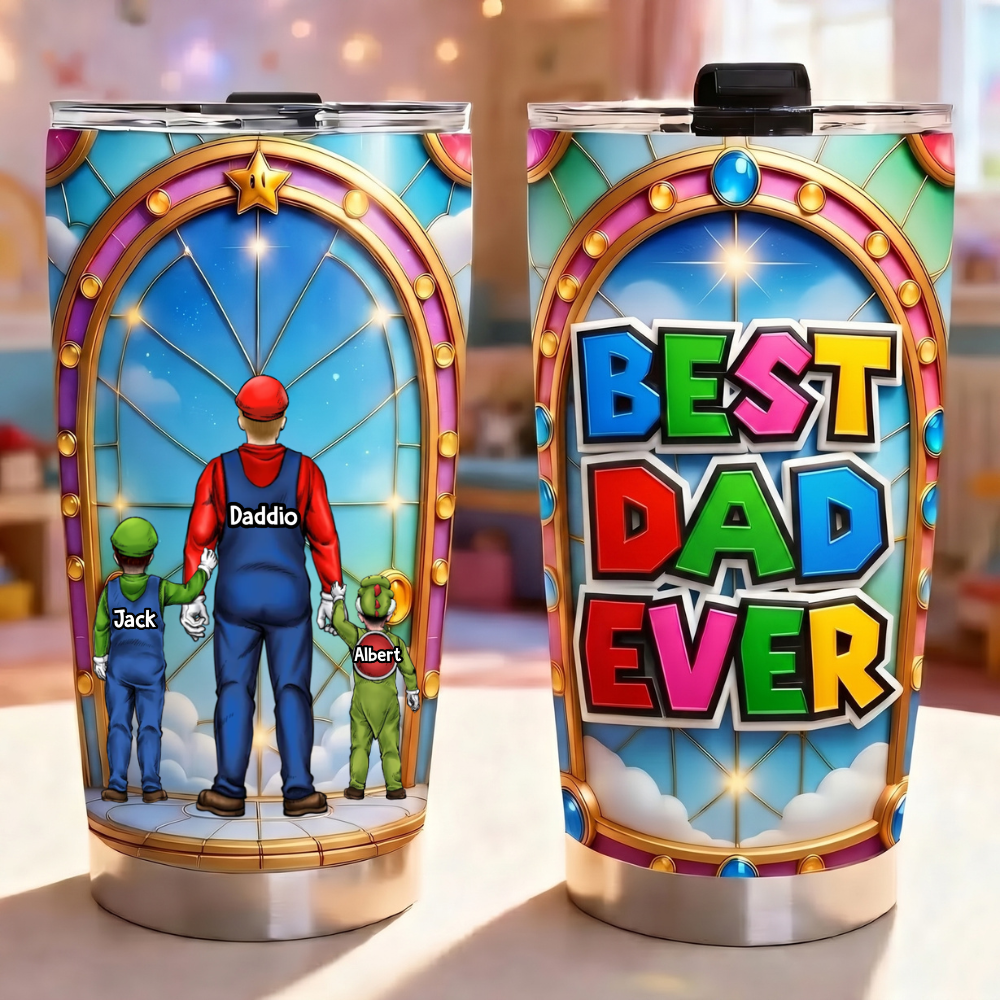 Personalized Best Dad Ever Tumbler Custom Family Gift for Dad