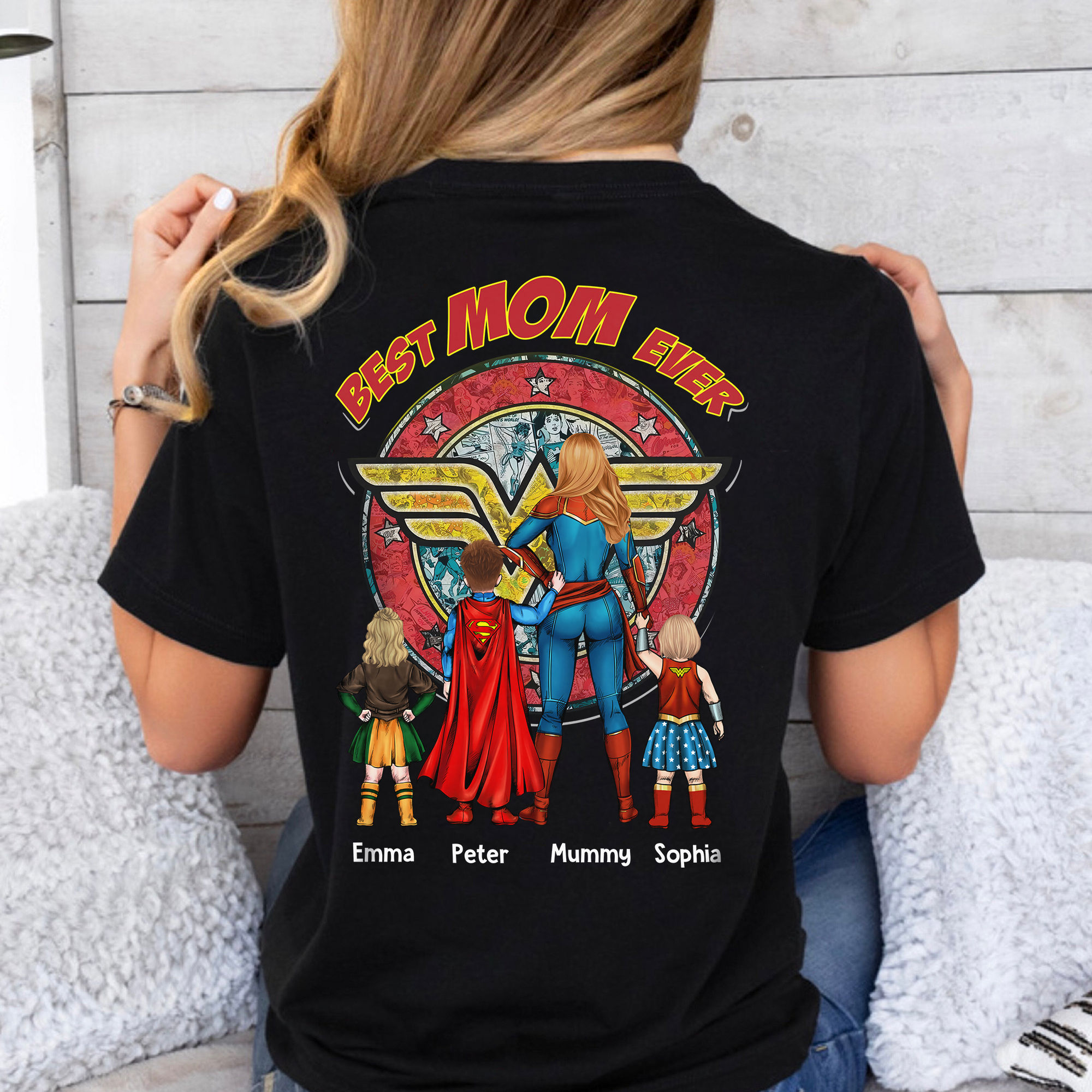 Personalized Superhero Shirt for Mom with Kids Gift Idea
