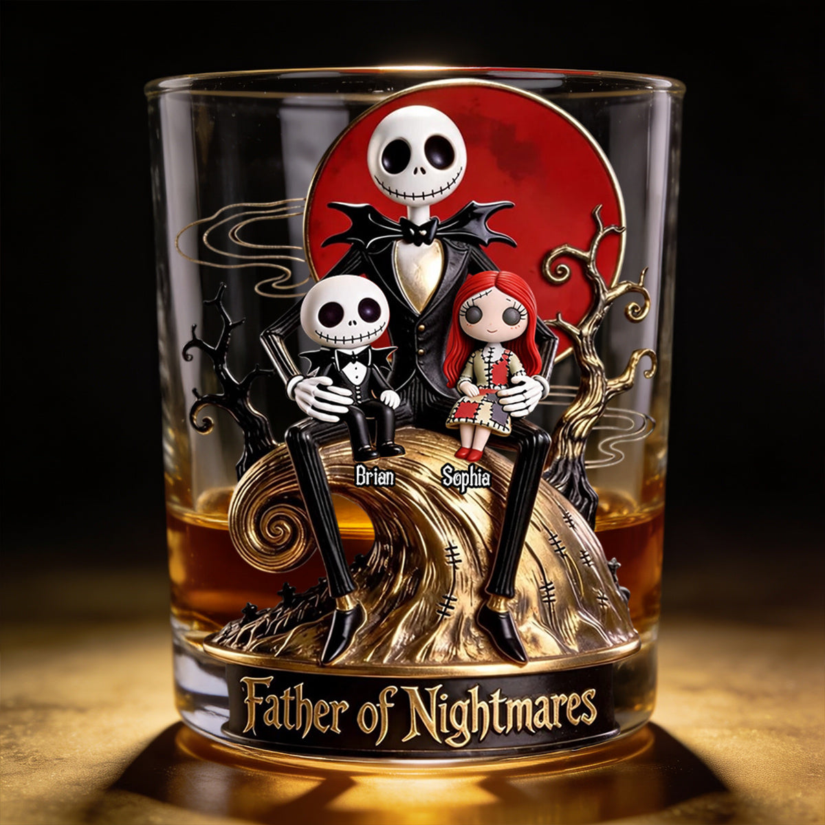 Personalized Spooky Whiskey Glass Custom Father Gift for Dad