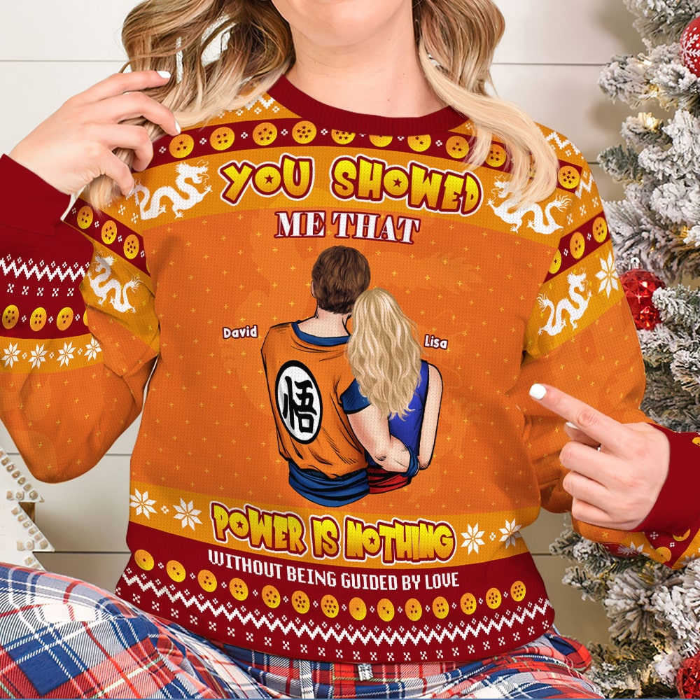 Personalized Ugly Sweater for Couples with Custom Names - Gift for Anniversary or Christmas