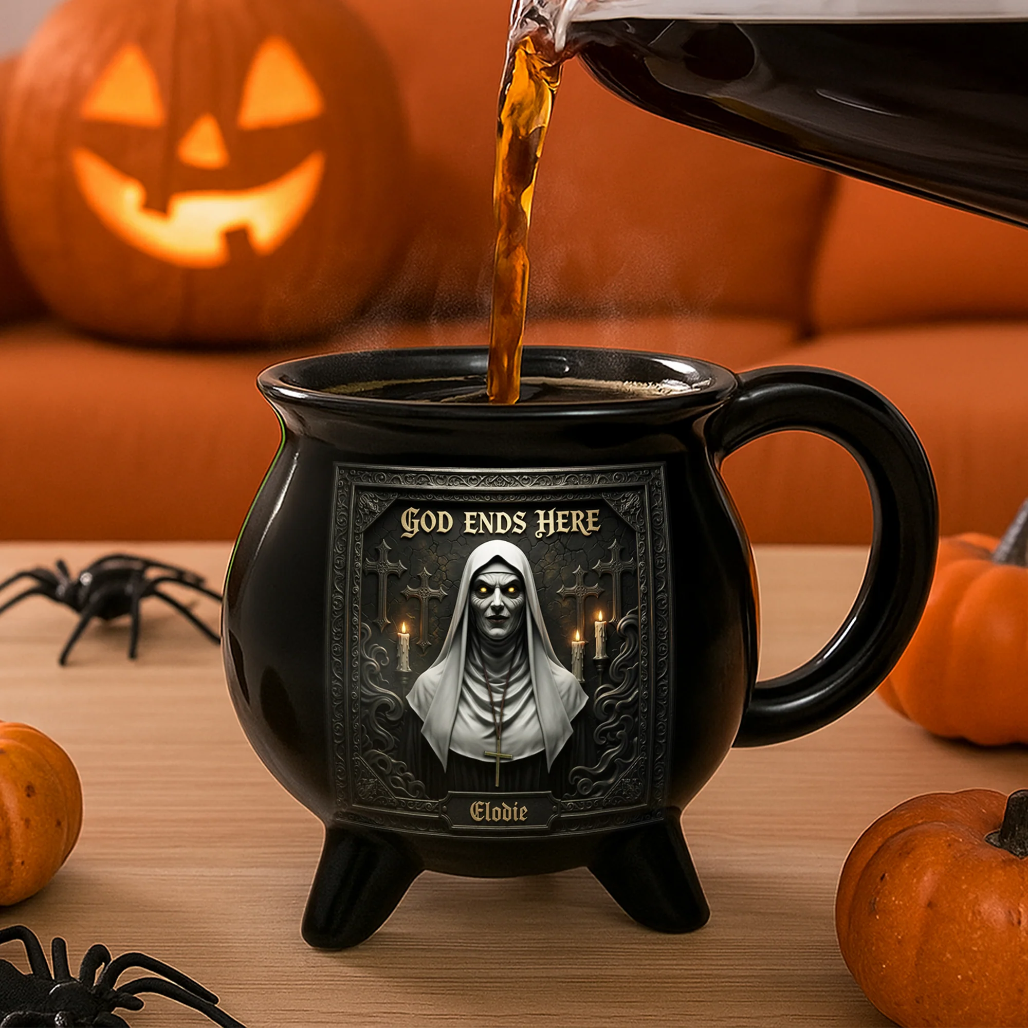 Personalized Horror Cauldron Mug Custom Name Halloween Gift Cauldron Coffee Mug GradoCreations